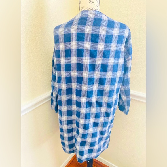 Blue checkered long cardigan S / M - Picture 3 of 7